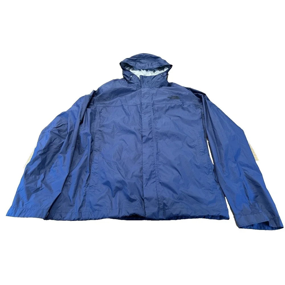 The North Face DryVent Jacket Mens Blue Hooded Rain Windbreaker Shell Size L